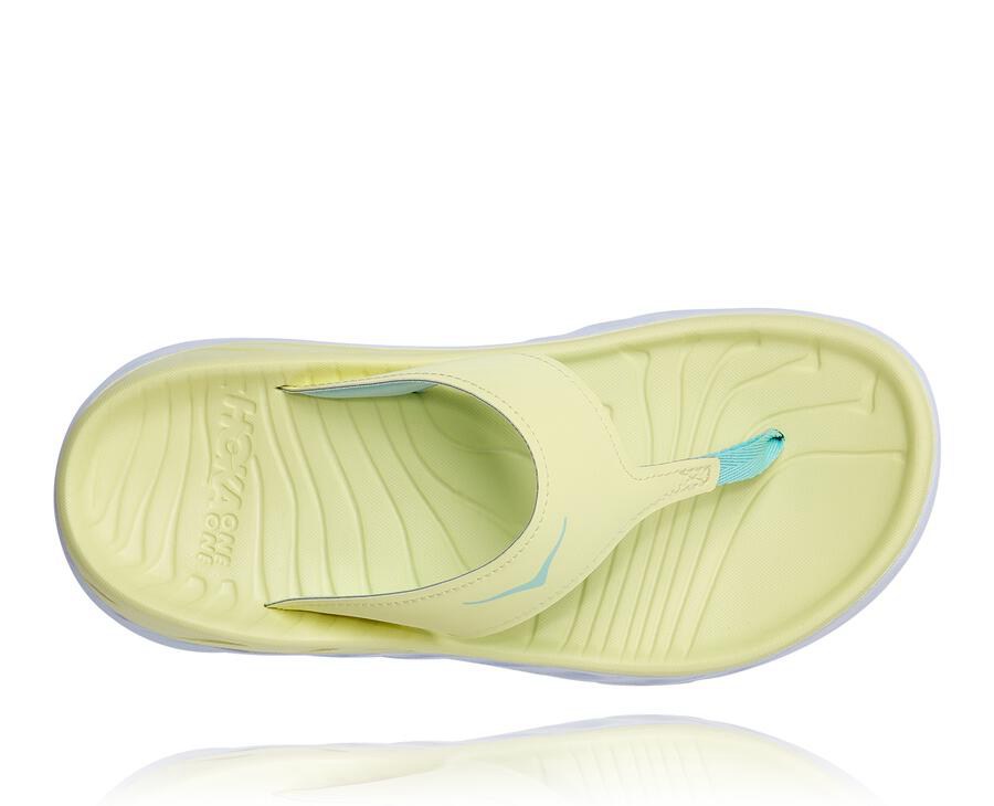 Sandálias Hoka One One Feminino Amarelas/Branco - Ora Recovery Flip - 916-ACGWBS